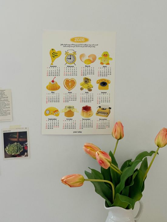 2026 옐로우 긍정 오브제 달력