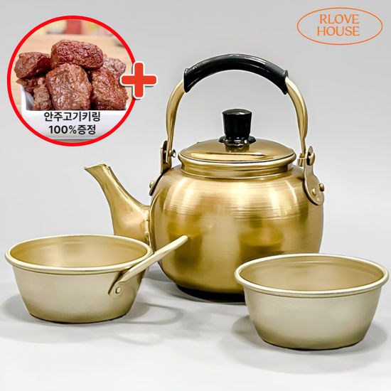 홈파티 포차갬성 양은주전자1+막걸리잔2+고기키링1