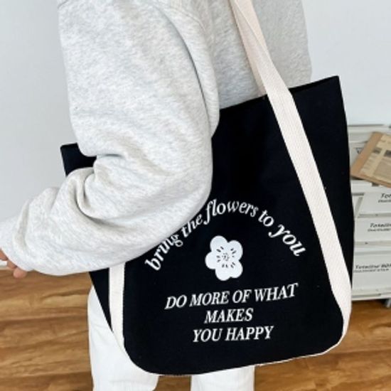 플로랄 캔버스 에코백(블랙) 숄더백 가방(WC7DAF4)