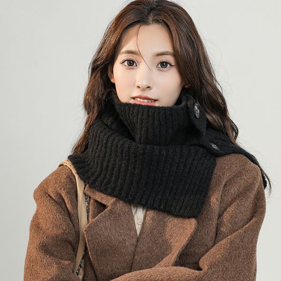 니트 오픈 단추 머플러