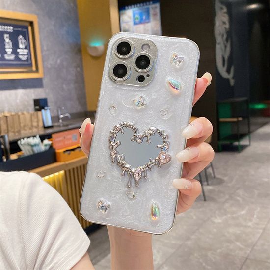 아이폰 16 15 14 13 12 보석 파츠 하트 미러 케이스