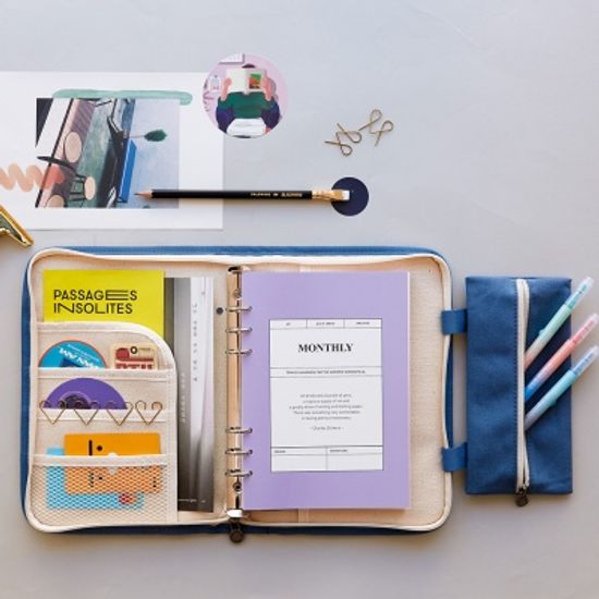 만년형 캔버스 6공 다이어리 세트 - A5