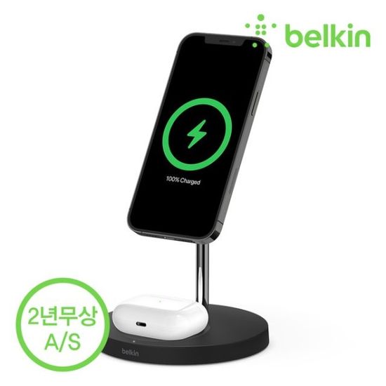 벨킨 2in1 맥세이프 15W 무선 충전 거치대 WIZ010kr