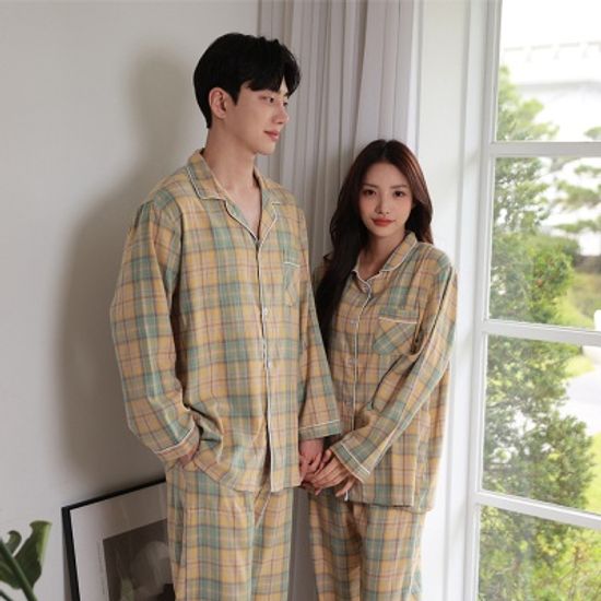 소프트 체크 기모 순면100% 커플 잠옷