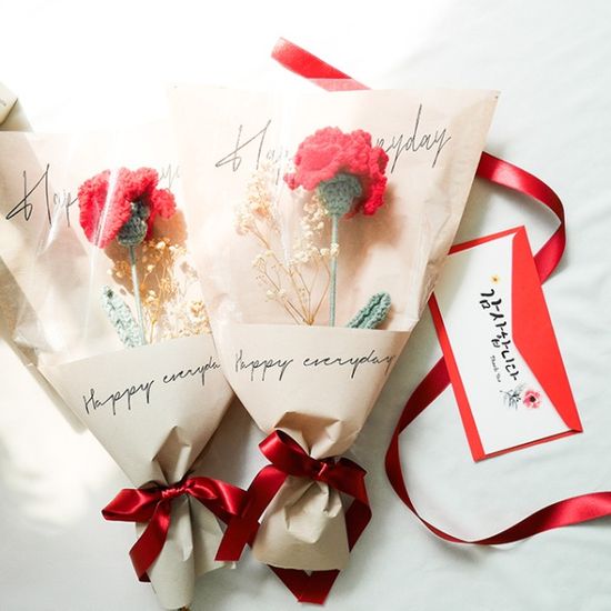 니트 카네이션 꽃다발(용돈봉투) 