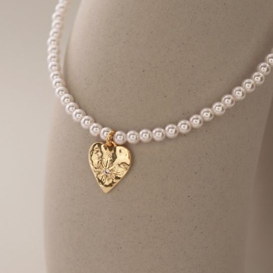 [선물포장] 하트 탄생석 진주 목걸이