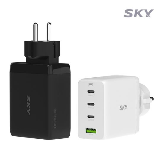 스카이 필 GaN 100W 접지 4포트 멀티 충전기+케이블