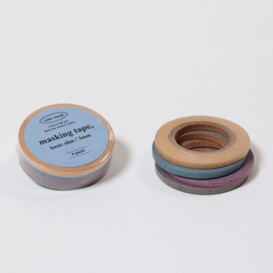 컬러 무드 마스킹 테이프 3mm (4개 세트)