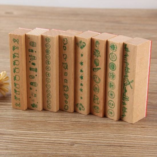 귀여운 긴모양 원목 스탬프 다꾸 편지꾸미기