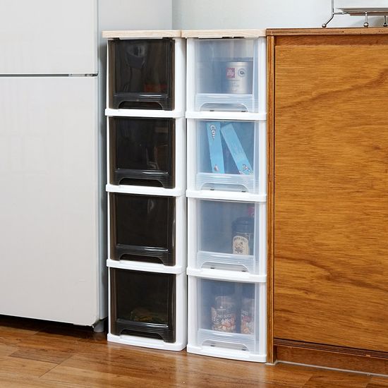 어반 우드상판 슬림 서랍장 4단 틈새 수납장 정리함