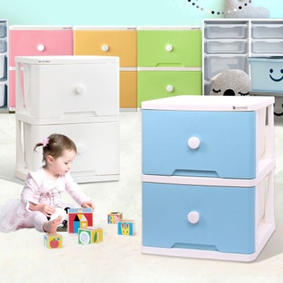 프렌즈 서랍장 2단 플라스틱 수납장 대형 유아 옷장