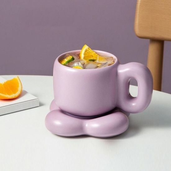 다기 찻잔 뚱카롱 머그컵+구름 플레이트세트 500ml