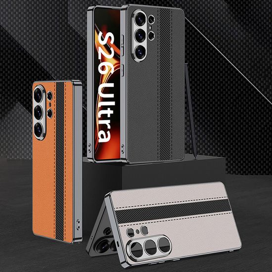 갤럭시 s26울트라 가죽 카본 패턴 스티치 슬림 케이스