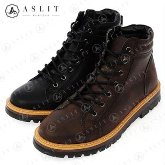 [애슬릿]오버솔 레이스업 남자 지퍼 워커 부츠 4cm