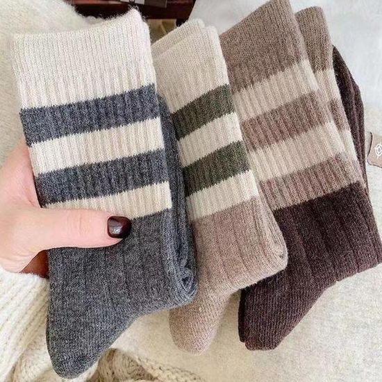 듀얼 배색 중목 양말 5개 세트