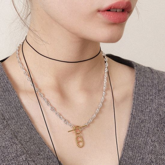 제이로렌 볼드 세타 토글바 실버 목걸이 N01205