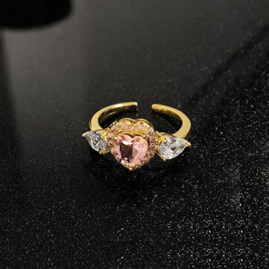 마법소녀 하트 큐빅 반지 러블리 오픈형 패션 우정 링