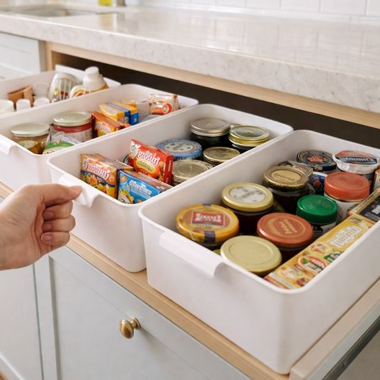 리빙 그립 바스켓 M 4P 손잡이 정리함