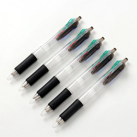 슬림투명 4색 멀티 볼펜 5p세트(0.7mm) 사무용 다색펜
