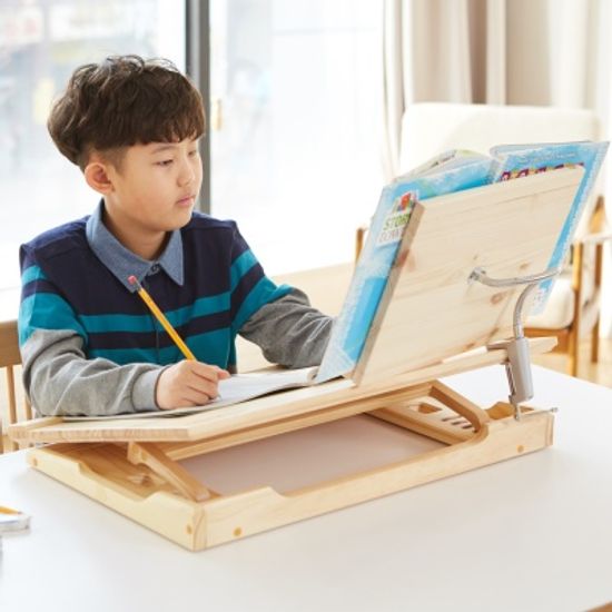 각도조절 독서대 600 소나무 원목 2단 필기받침대
