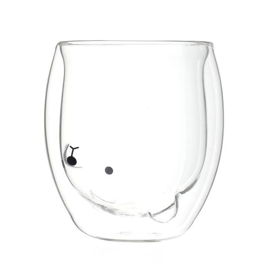 [로하티] 행복카페 이중 유리컵(250ml) (아기곰)