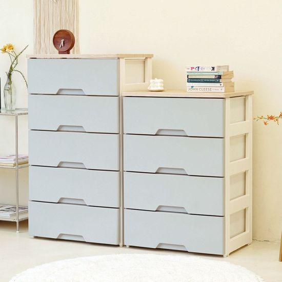 모던플러스 내추럴오크 우드상판 서랍장 3단 4단 5단