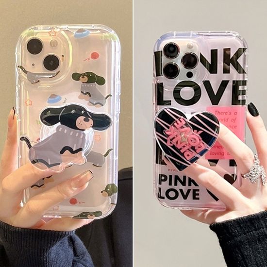 아이폰 14 13 12 11 펑키 강아지 하트 톡 그립 케이스