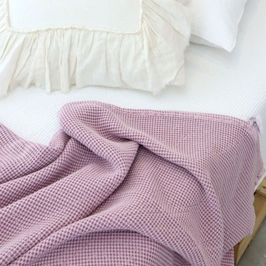 꿀잠 모달와플 피그먼트 이불 겸용 스프레드 -퍼플