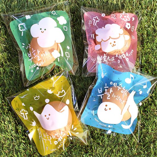 부활절 달걀 1구 접착비닐 (100개, 4종set)_BF