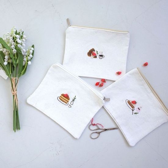귀여운 딸기케이크 자수 파우치 DIY KIT
