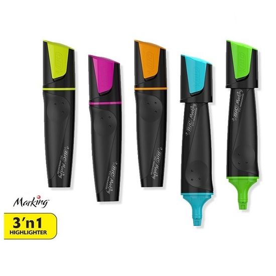 빅 3종류 라인 마킹 하이라이터 3Way 형광펜 1자루