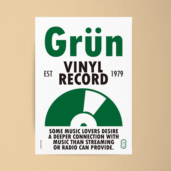 그린 바이닐 레코드  M 디자인 포스터 음악
