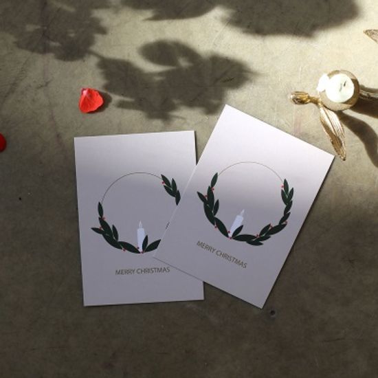 캔들리스 크리스마스 카드 2장 세트 : 종이자수