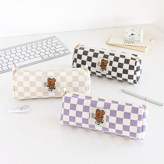 모모씨 체커보드 펜슬 파우치 3color