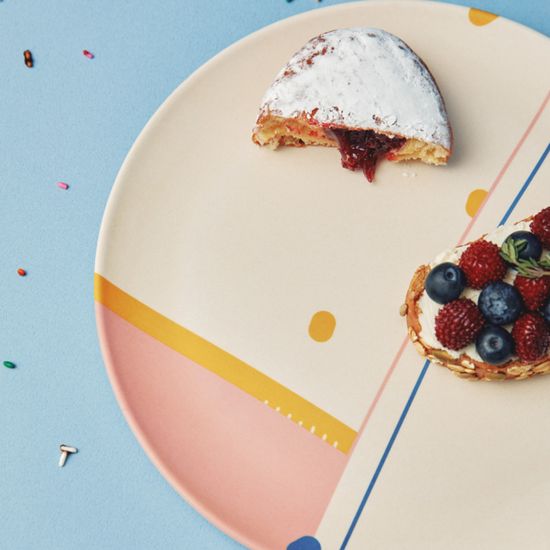 뱀부 대나무 디너플레이트 25cm 스트로베리밀크