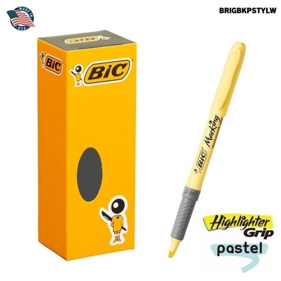 [BiC]수성 형광펜(파스텔옐로우) 12p /BRIGBKPSTYLW