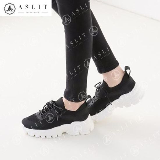 [애슬릿]여성 발 편한 니트 레이스업 스니커즈