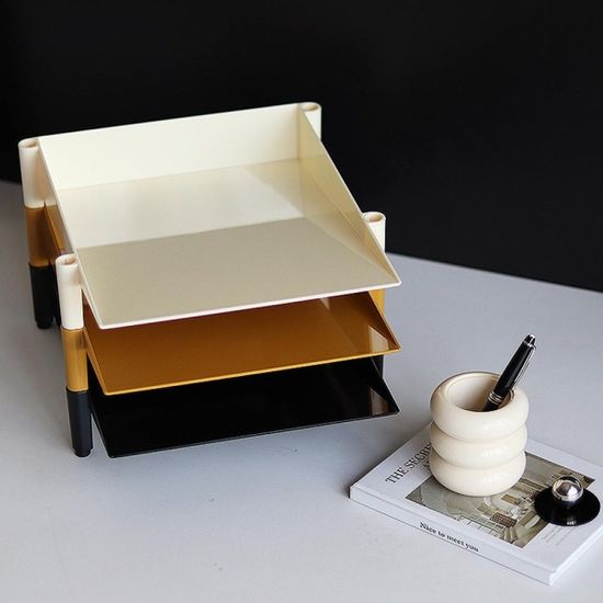 3단 빈티지 자유자재 수납 테이블 서류 정리 트레이