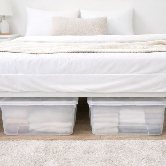 포터 반투명 옷 정리함 52L 4개 대형 투명 리빙박스