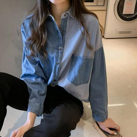 마린데님 포켓셔츠