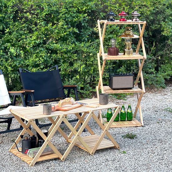 [캠핑덕] 접이식 우드 원버너 멀티 테이블