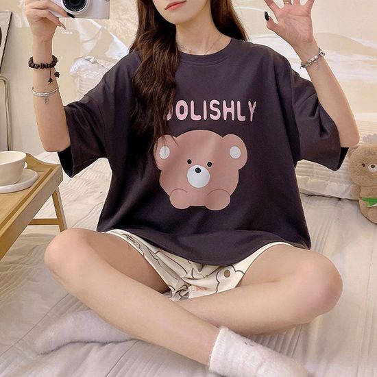 초코베어세트 여성 여름잠옷 홈웨어 파자마(WE6E40C)
