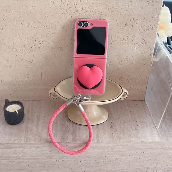 갤럭시z플립 7 6 5 핑크 하트 마그네틱 거치대 케이스