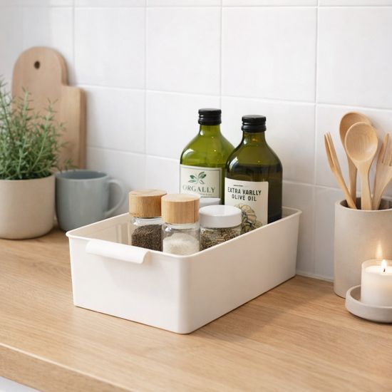 리빙 그립 바스켓 M 4P 손잡이 정리함