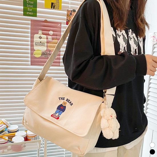 곰돌이 캔버스 크로스 숄더 가방 LM-0230(WD281F5)