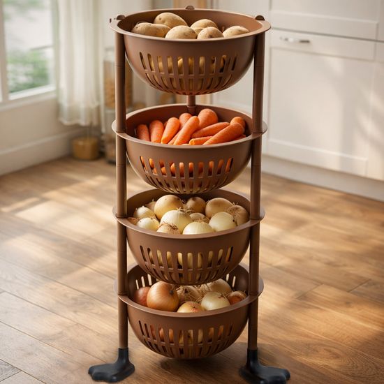 코지 바스켓 주방 4단 선반 트롤리 적층 바구니 