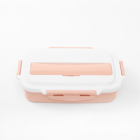[쿠킹홈]해피런치 수저통 4구 식판도시락 (피치)