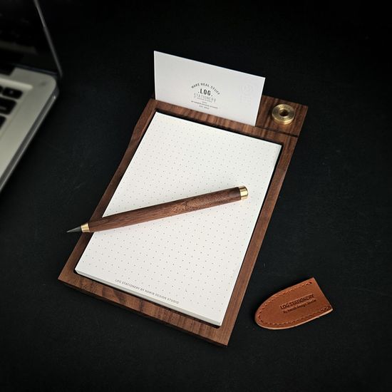 월넛 메모패드 트레이&무한연필 세트