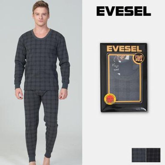 이브셀 238 양모 체크나염 남성 내의 내복 상하세트