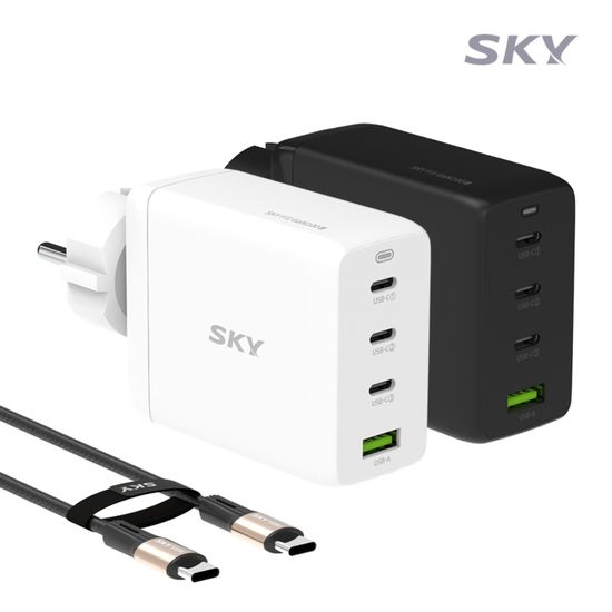 스카이 필 GaN 100W 접지 4포트 멀티 충전기+케이블
